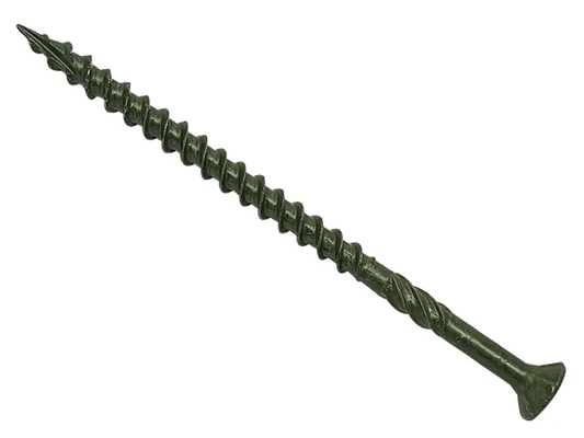 Green screw on a white background