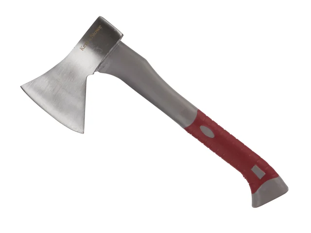 Axes with red handles on a white background
