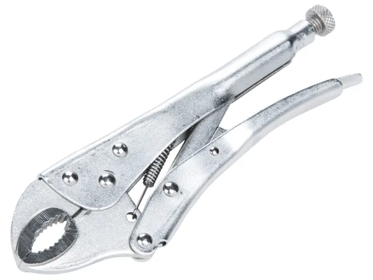 Metal locking pliers on a white background