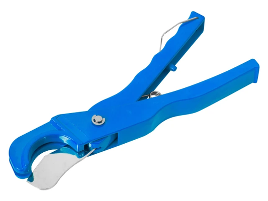 Blue pipe cutter on a white background