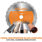 Evolution 210mm multipurpose blade with various materials on a white background
