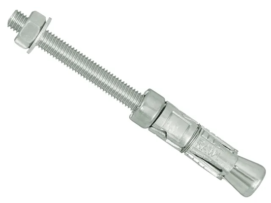 Metal screw with a nut on a white background