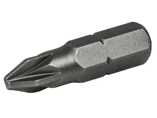 Black screwdriver bit on a white background