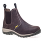 Brown Chelsea boot with a visible brand logo on a white background