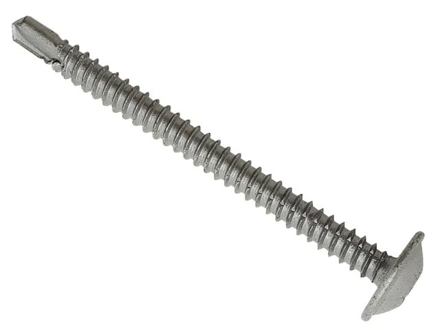 Metal screw with a hex head on a white background