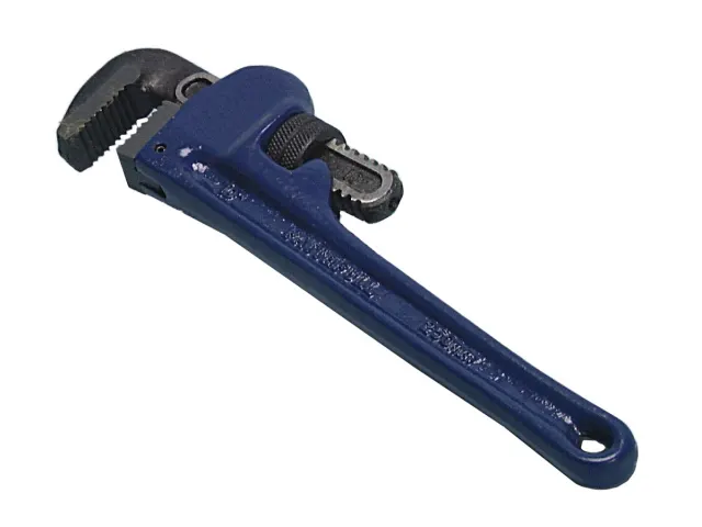 Blue pipe wrench on a white background