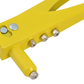 Yellow tool with multiple screws on a white background