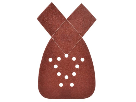 Red sandpaper with holes on a white background