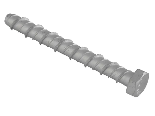 Metal rod with threaded end on a white background
