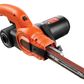 Orange and black belt sander on a white background