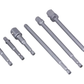 Set of gray drill bits on a white background