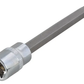 Metal tool bit with a hexagonal head on a white background