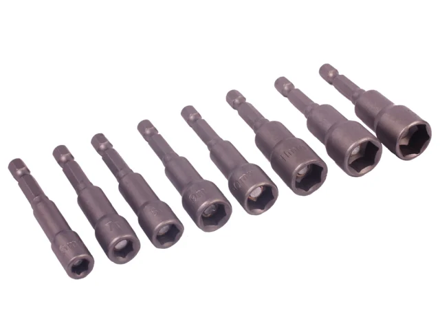 Set of drill bits on a white background
