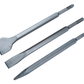 Set of three chisels on a white background