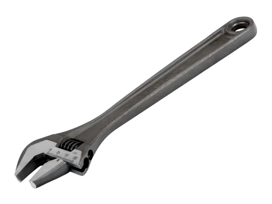 Adjustable wrench on a white background