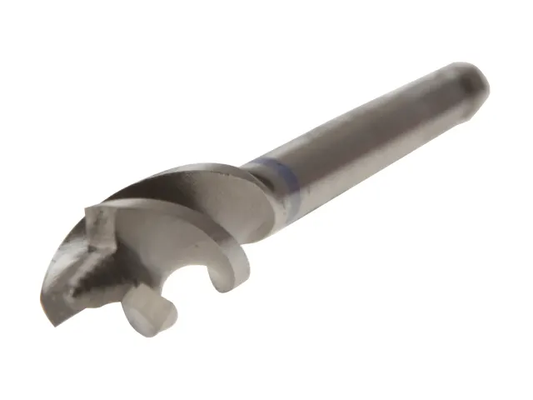 Metal drill bit on a white background