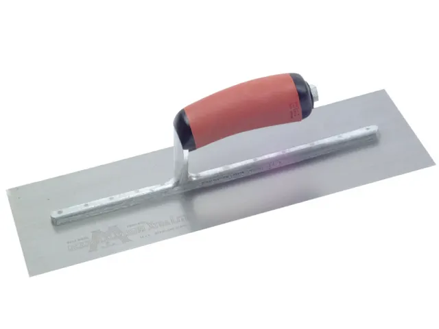 Plastering tool with red handle on a white background