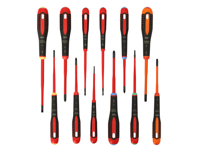 BE-9878SL ERGO™ Slim VDE Insulated Screwdriver Set, 12 Piece, Bahco