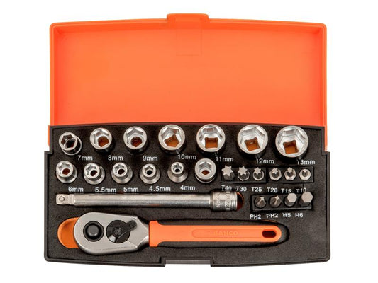 1/4in Drive SL5 Socket Set Display of 10, Bahco