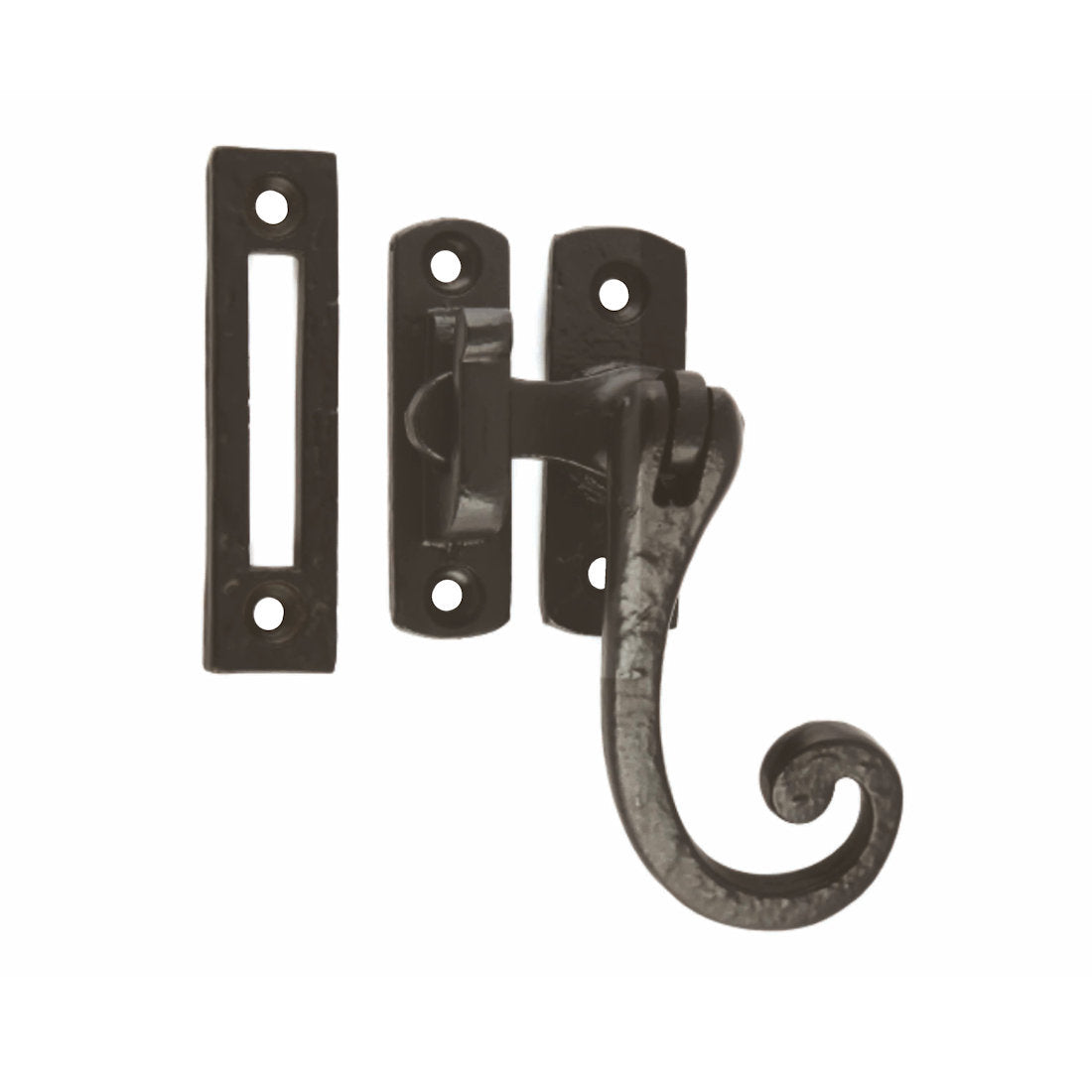 Black Antique Curly Casement Fastener - Hook/Mortice EXB - KX988, Morgans OJ