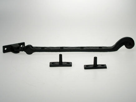 Black Antique Solid Casement Stay (1 per Card) EXB 280mm / 11" - HQ1477/2, Morgans OJ