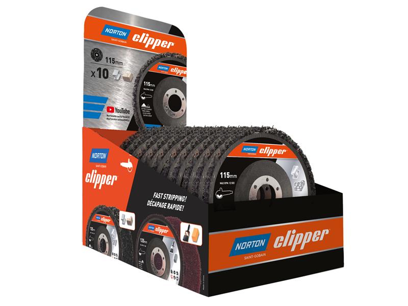115mm Rapid Strip Metal Disc Counter Display of 10, Norton Clipper