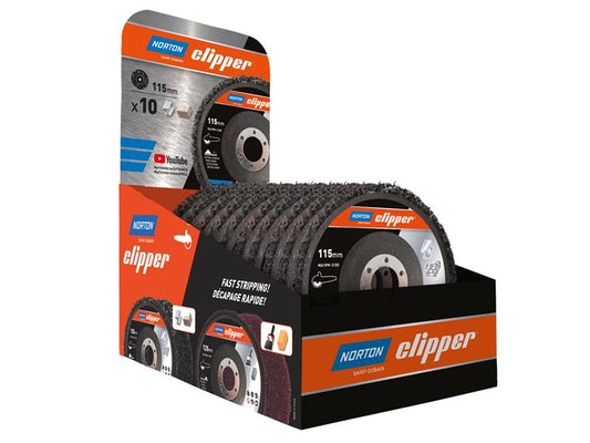 115mm Rapid Strip Metal Disc Counter Display of 10, Norton Clipper
