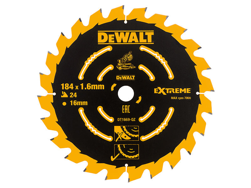 Cordless Mitre Saw Blade For DCS365 184 x 16mm x 24T, DEWALT