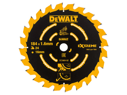 Cordless Mitre Saw Blade For DCS365 184 x 16mm x 24T, DEWALT