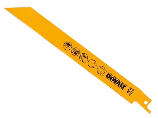 Bi-Metal Reciprocating Blade for Metal 203mm x 18 TPI (Pack 5), DEWALT