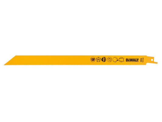 Bi-Metal Reciprocating Blade for Metal Rubber & Fibreglass 305mm (Pack 5), DEWALT