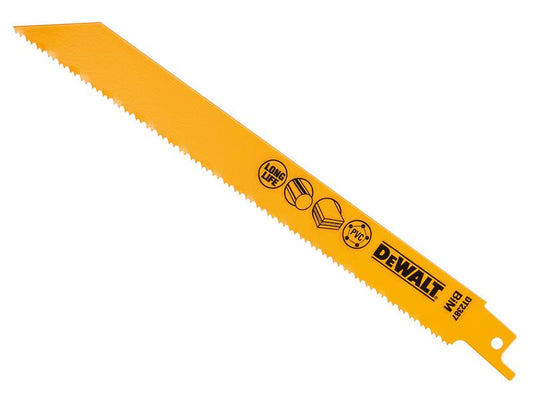 Bi-Metal Reciprocating Blade for Plastic & Pipes 203mm (Pack 5), DEWALT