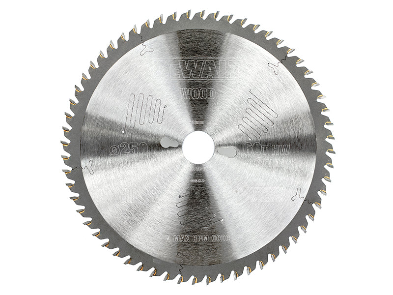 Series 60 Circular Saw Blade 250 x 30mm x 60T, DEWALT