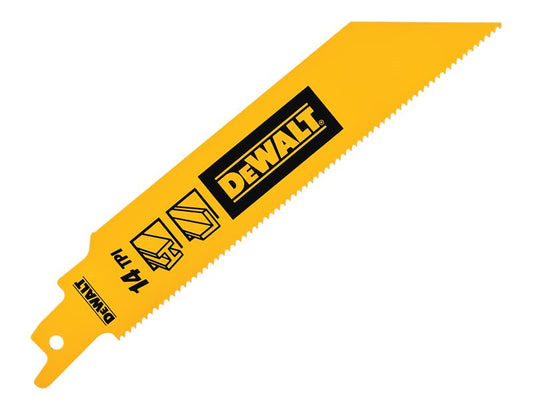 Bi-Metal 1in High Metal Reciprocating Blade 152mm x 14 TPI (Pack 5), DEWALT