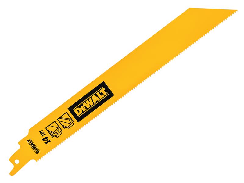Bi-Metal 1in High Metal Reciprocating Blade 228mm x 14 TPI (Pack 5), DEWALT