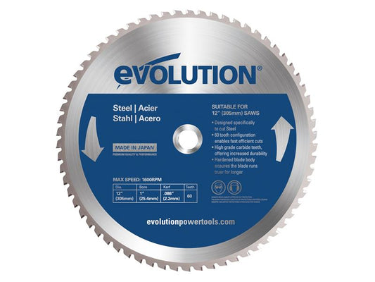 Mild Steel Cutting Chop Saw Blade 305 x 25.4mm x 60T, Evolution