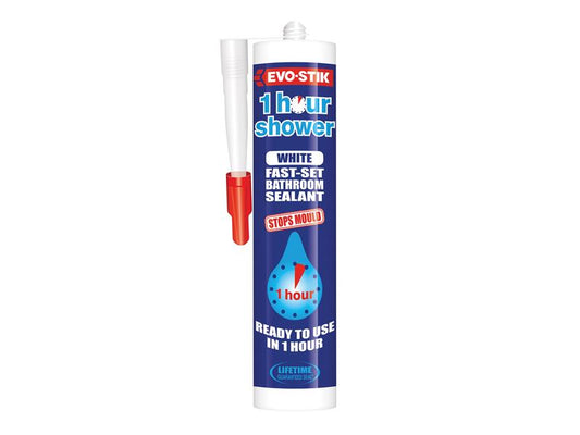 1 Hour Shower Sealant White 310ml, EVO-STIK