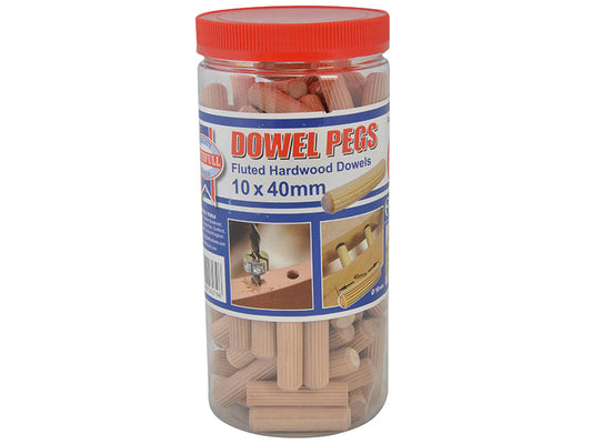 Wood Dowels Fluted 40 x 10mm (Tub 100), Faithfull