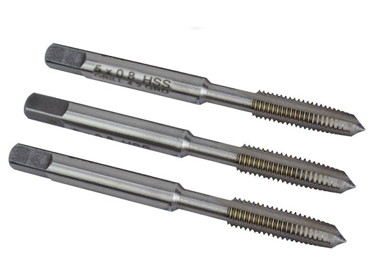 HSS Straight Flute Tap Set M5 x 0.8, 3 Piece, Faithfull