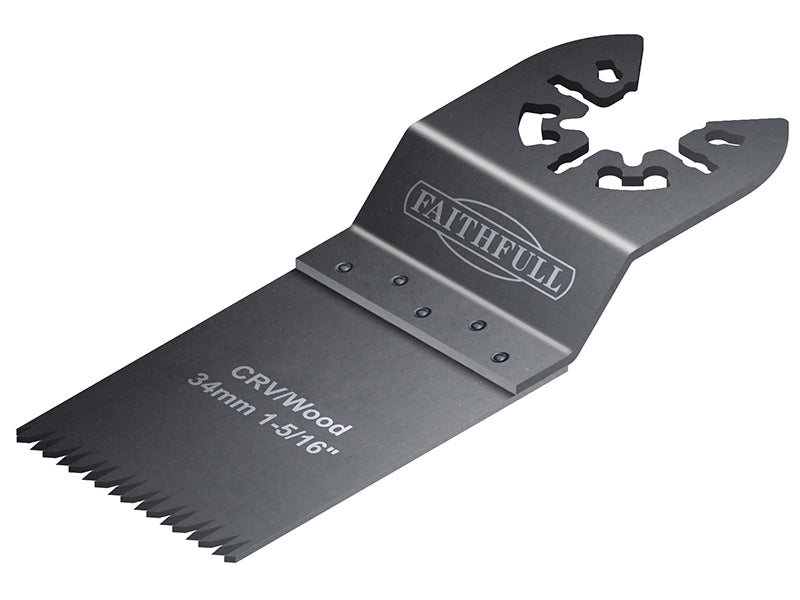 Multi-Function Tool CrV Flush Cut Wood Blade Ground Side Set 34mm (Box 100), Faithfull