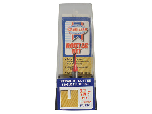 Router Bit TCT Single Flute 3.2 x 10mm 1/4in Shank, Faithfull