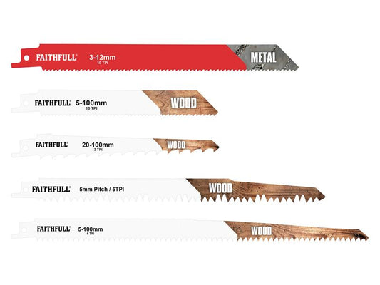 Sabre Saw Blade Set, 15 Piece, Faithfull