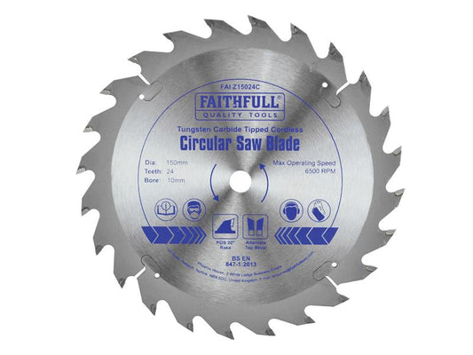 TCT Cordless Trimsaw Blade 150 x 10mm x 24T POS, Faithfull