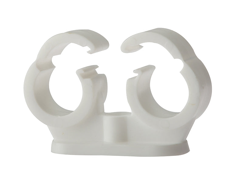 Pipe Clip Double Cliplock 22mm Box 50, ForgeFix
