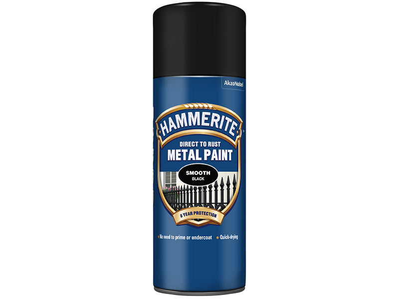 Direct to Rust Smooth Finish Aerosol Black 400ml, Hammerite