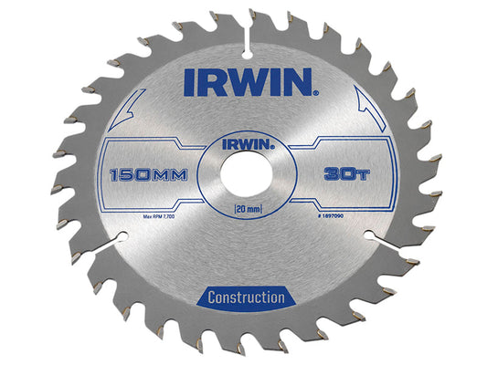 Construction Circular Saw Blade 150 x 20mm x 30T ATB, IRWIN®