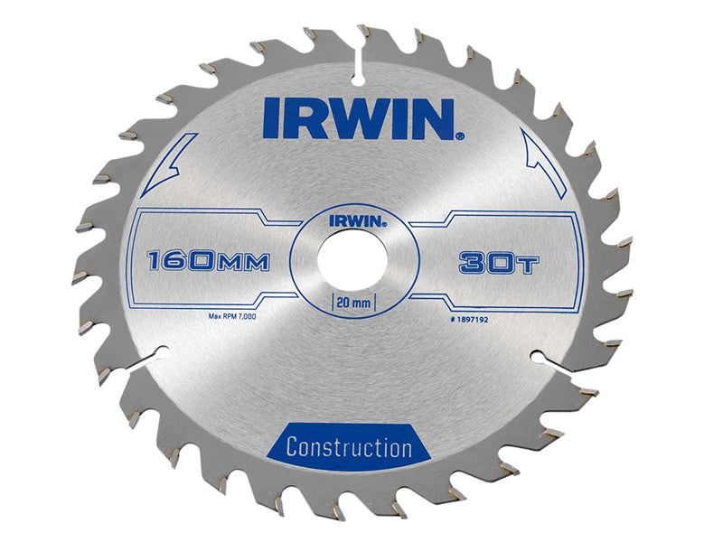 Construction Circular Saw Blade 160 x 20mm x 30T ATB, IRWIN®
