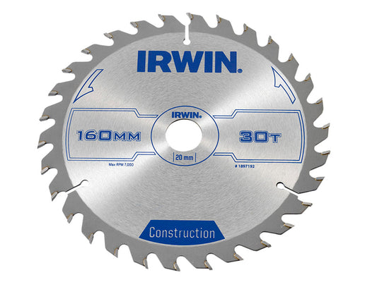Construction Circular Saw Blade 160 x 20mm x 30T ATB, IRWIN®