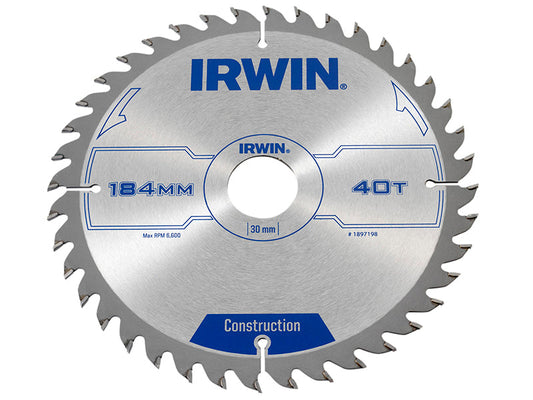 Construction Circular Saw Blade 184 x 30mm x 40T ATB, IRWIN®