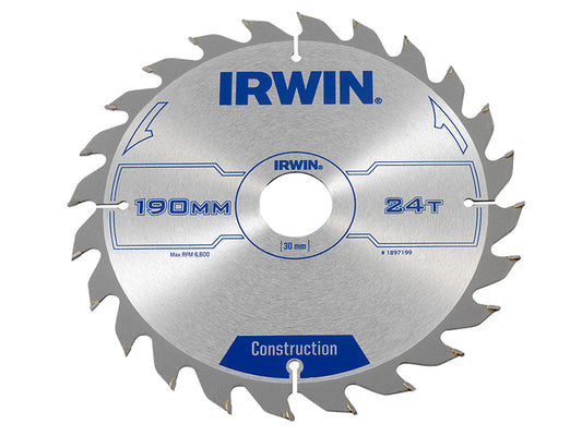 Construction Circular Saw Blade 190 x 30mm x 24T ATB, IRWIN®